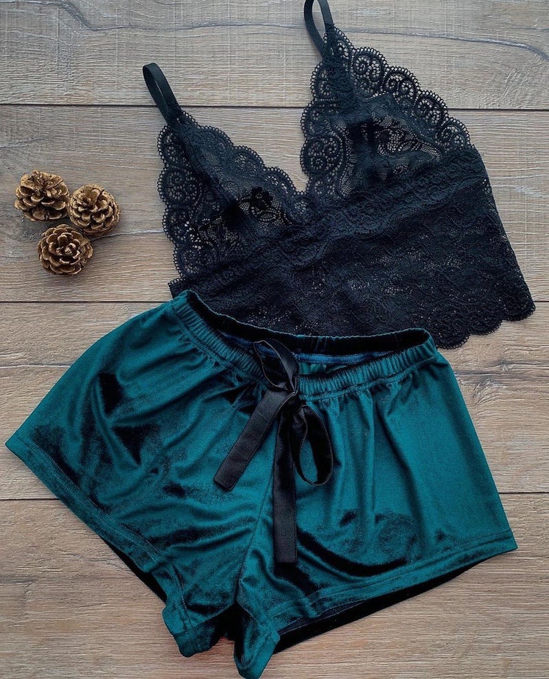 Lingerie Popular Lace Suspenders Lace Shorts Women'S Home Wear Two-Piece Set Source - Image 1